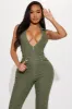 Fine Time Denim Jumpsuit - Olive sold by Fashion Nova