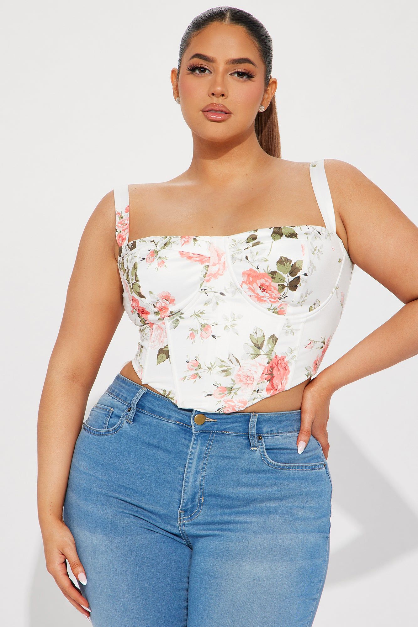 Bella Floral Corset Top - Ivory/combo sold by Fashion Nova product image thumbnail 4