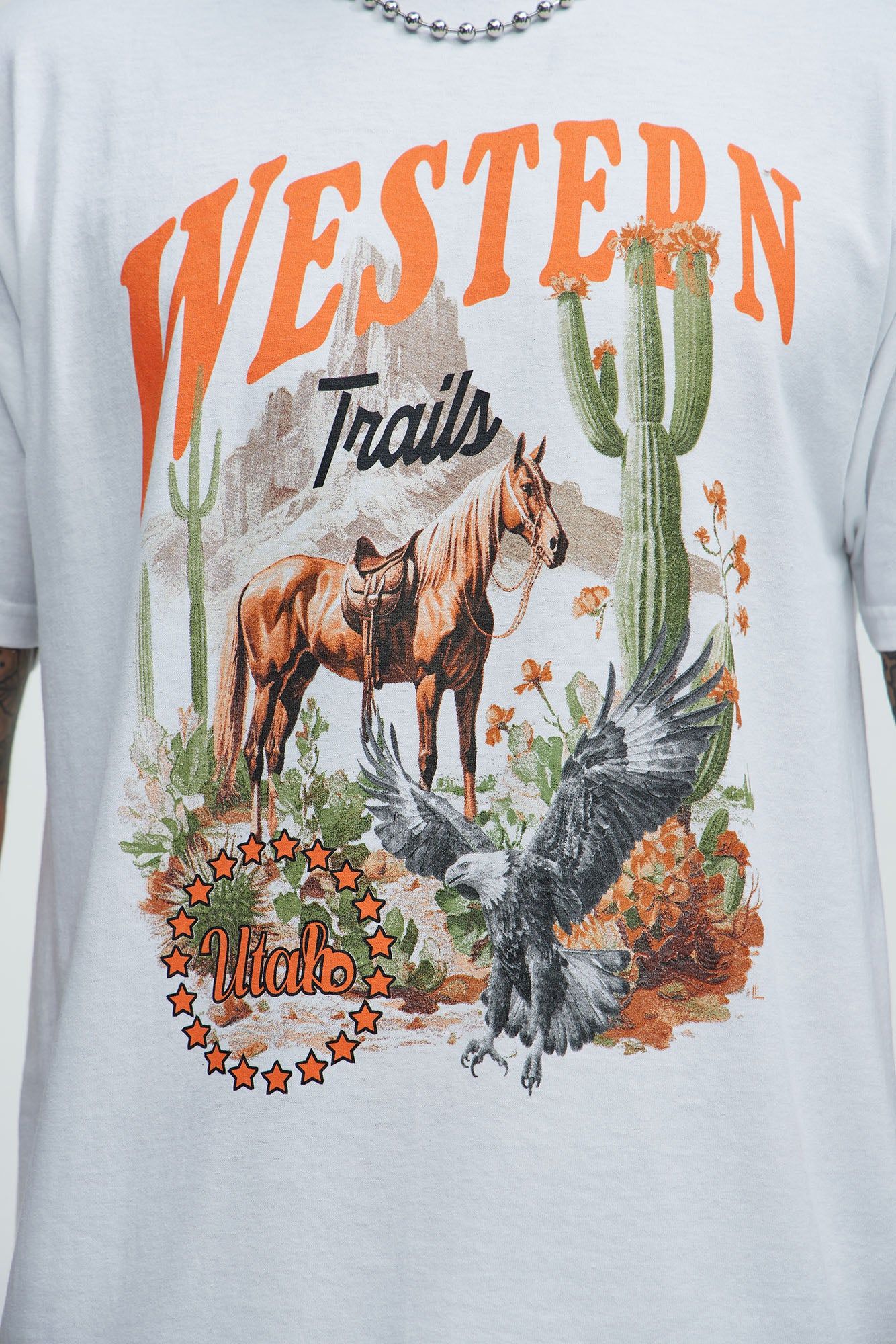 Western Trails Utah Short Sleeve Tee - White sold by Fashion Nova product image thumbnail 3