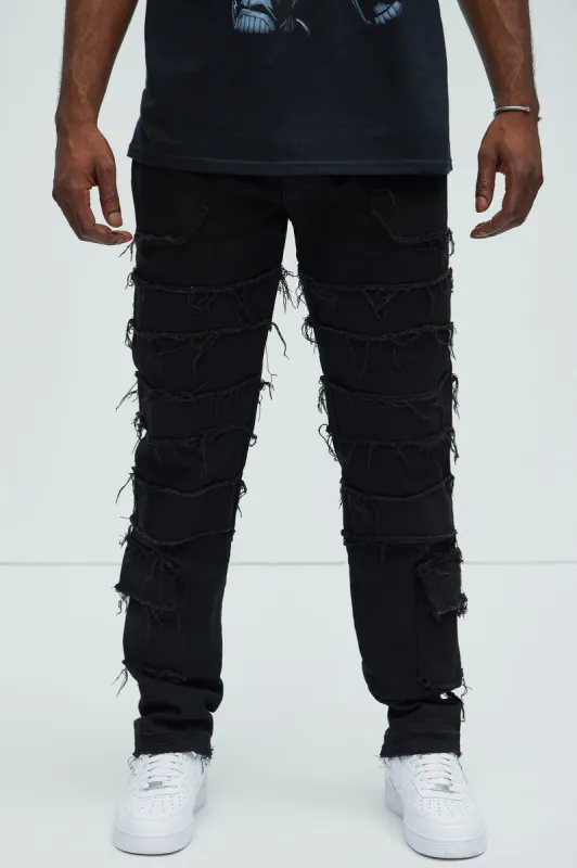 We Good Frayed Cargo Straight Jeans - Black sold by Fashion Nova