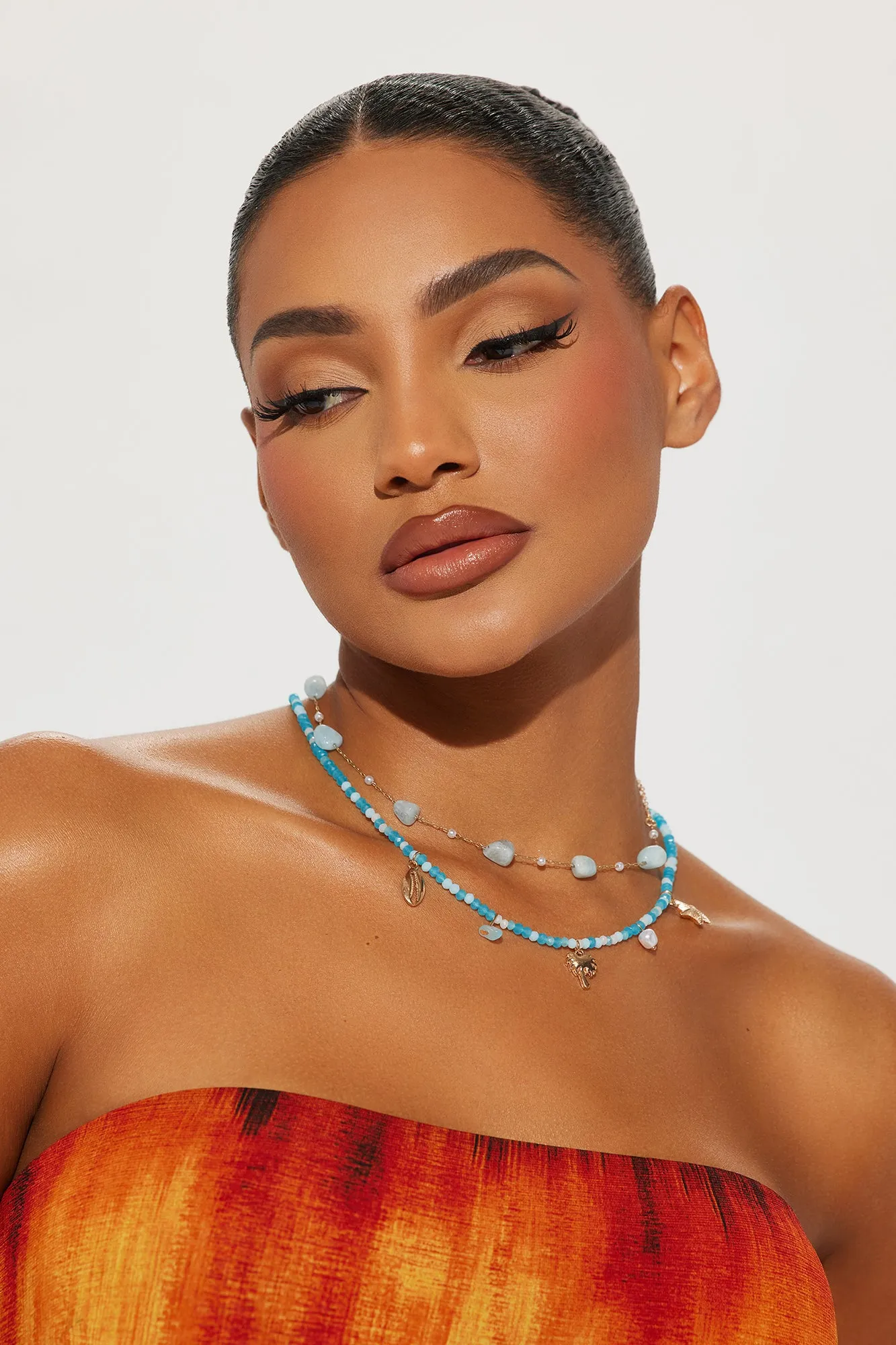 Ora Beach Necklace - Gold/Blue sold by Fashion Nova product image thumbnail 2