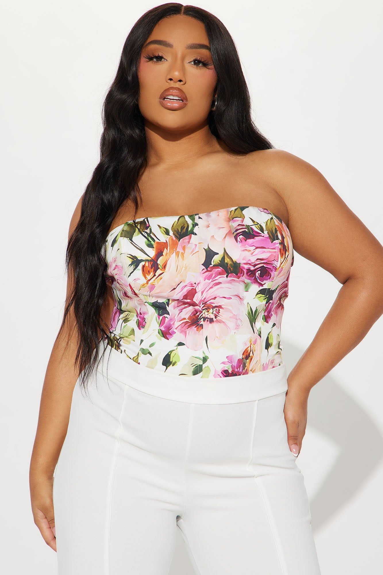Seasonal Growth Floral Corset Top - White/combo sold by Fashion Nova product image thumbnail 4