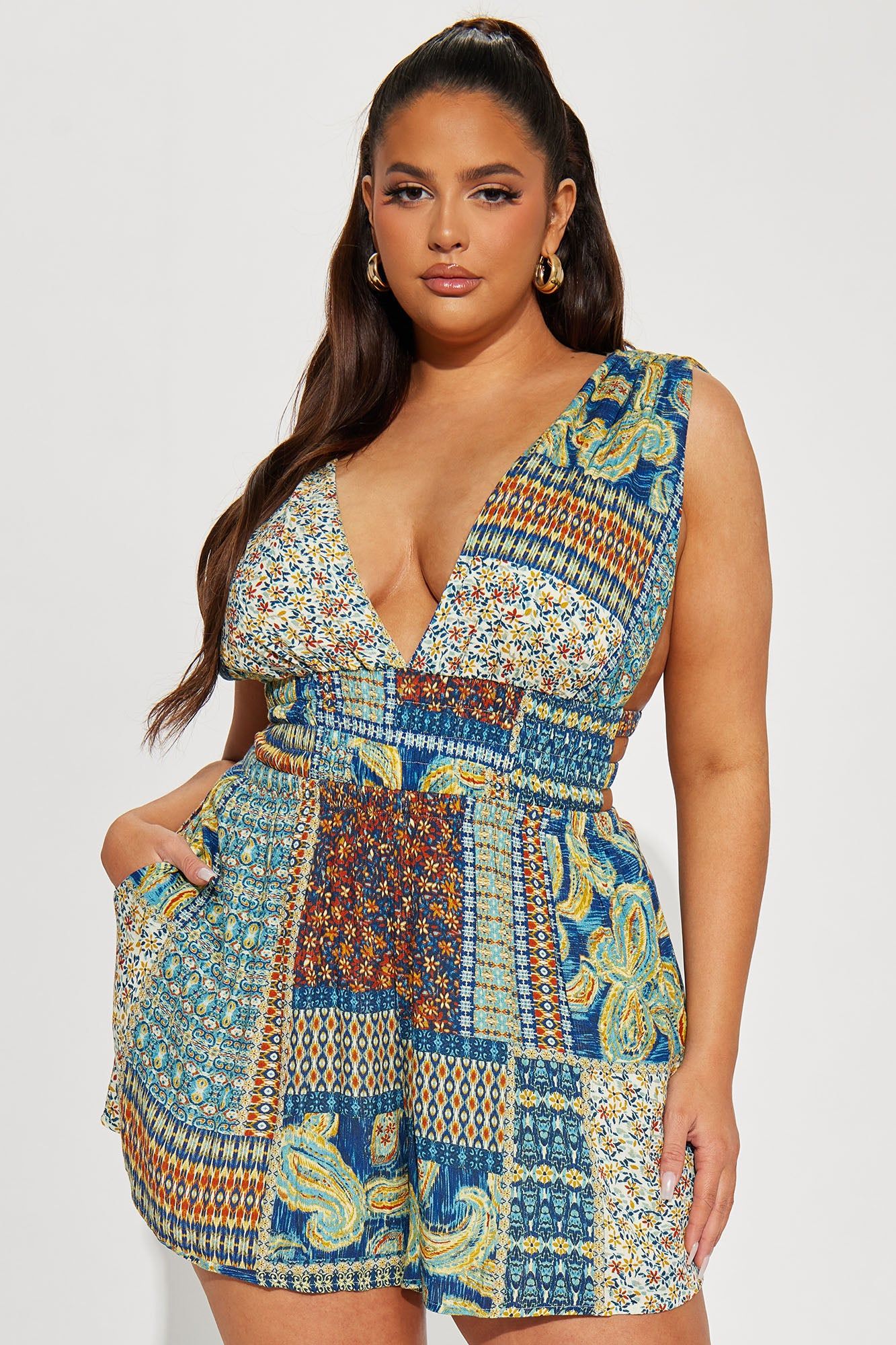 Barbados Romper - Blue/combo sold by Fashion Nova product image thumbnail 2