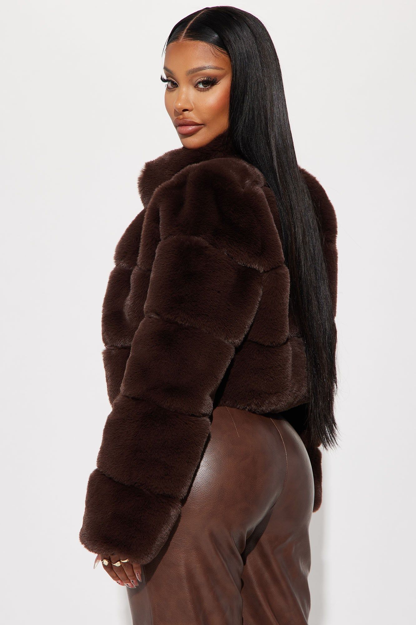 Ella Faux Fur Jacket - Brown sold by Fashion Nova product image thumbnail 3