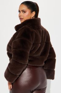 Ella Faux Fur Jacket - Brown sold by Fashion Nova
