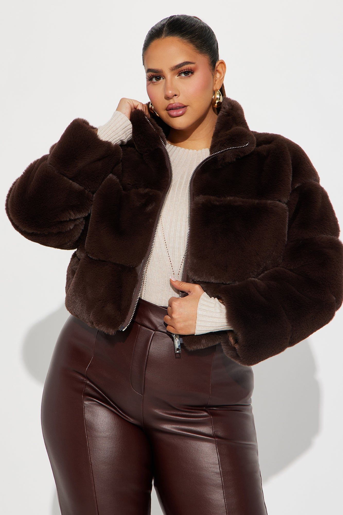 Ella Faux Fur Jacket - Brown sold by Fashion Nova product image thumbnail 4