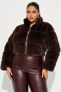 Ella Faux Fur Jacket - Brown sold by Fashion Nova