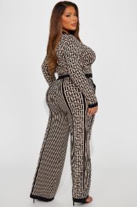 Stay Pretty Sweater Pant Set - Black/combo sold by Fashion Nova