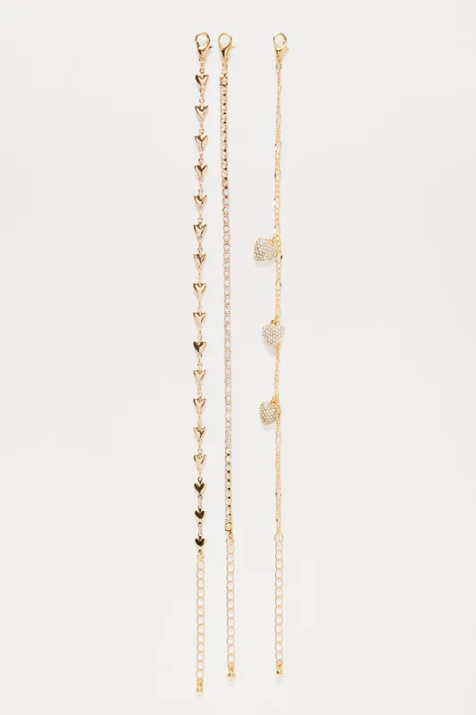 French Kiss 3 Piece Anklet Set - Gold sold by Fashion Nova