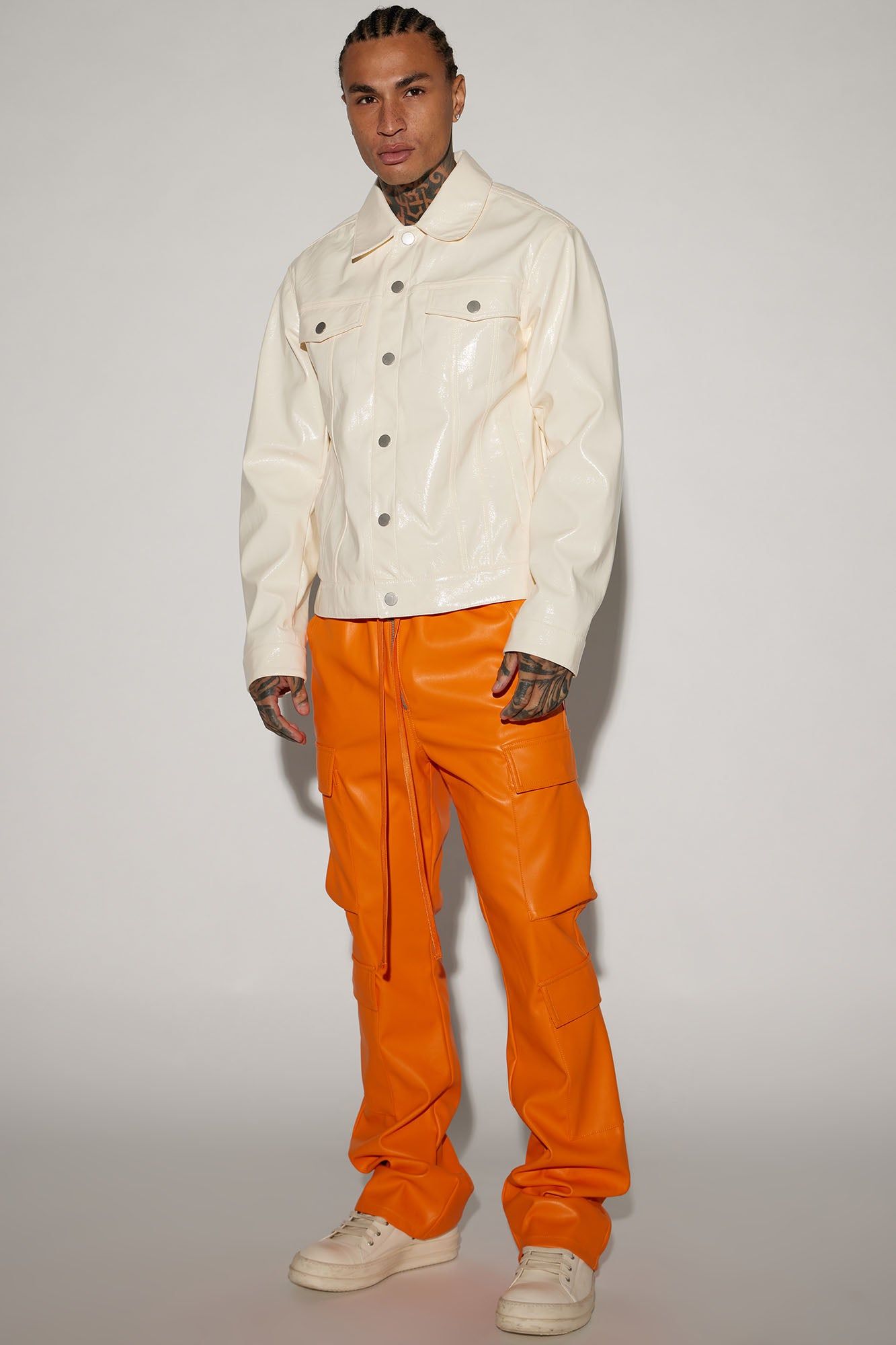 Da Baddie Faux Leather Trucker Jacket - Cream sold by Fashion Nova product image thumbnail 2