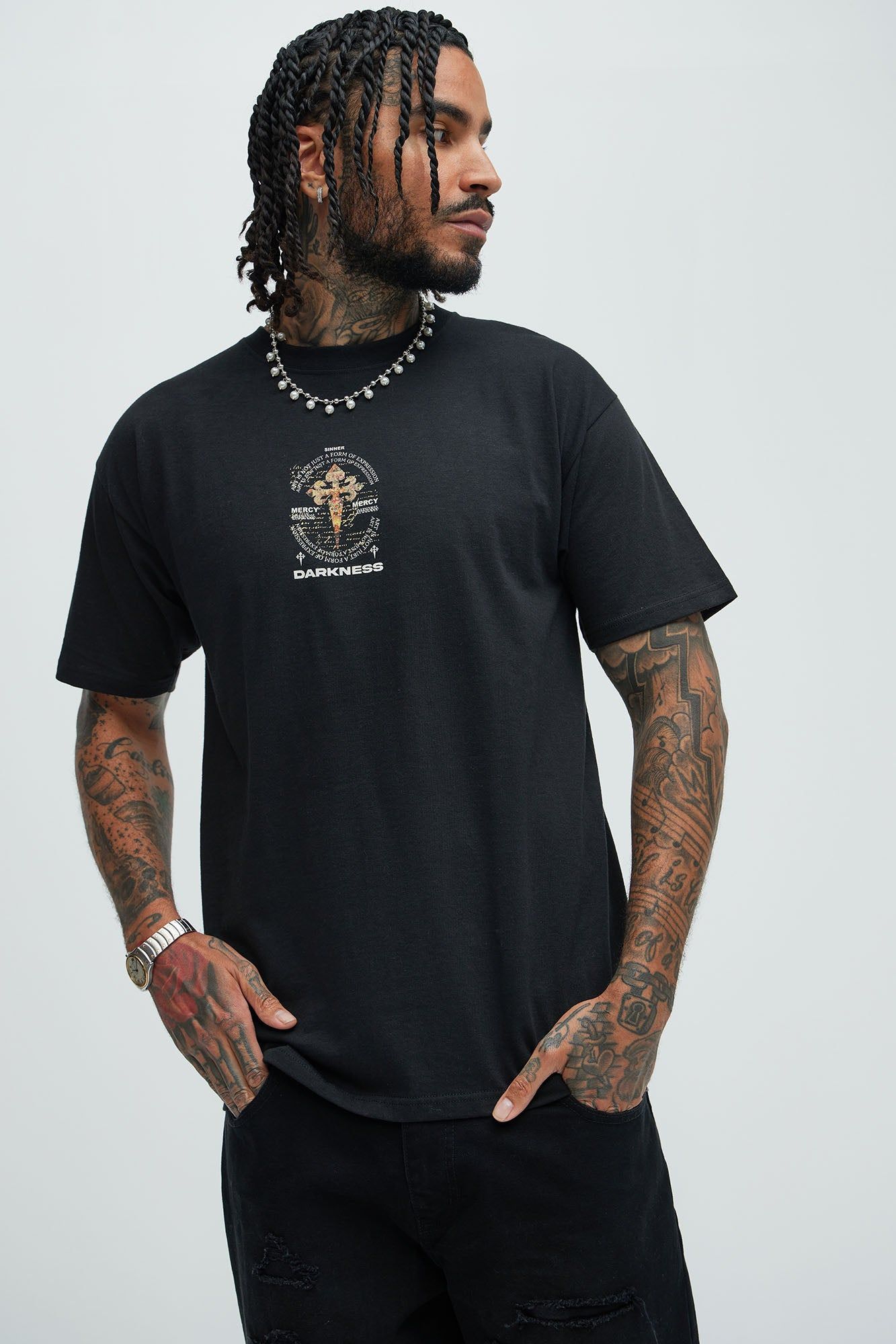 Repent Ask For Mercy Short Sleeve Tee - Black sold by Fashion Nova