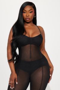 Lovers Lane Mesh Jumpsuit - Black sold by Fashion Nova