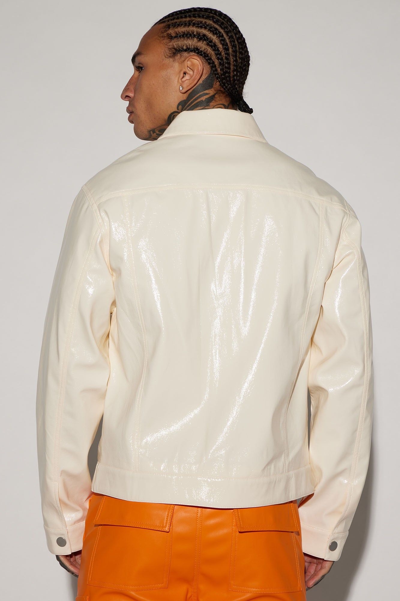 Da Baddie Faux Leather Trucker Jacket - Cream sold by Fashion Nova product image thumbnail 3
