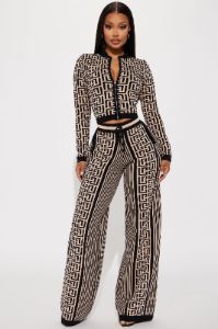 Stay Pretty Sweater Pant Set - Black/combo sold by Fashion Nova