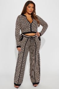 Stay Pretty Sweater Pant Set - Black/combo sold by Fashion Nova