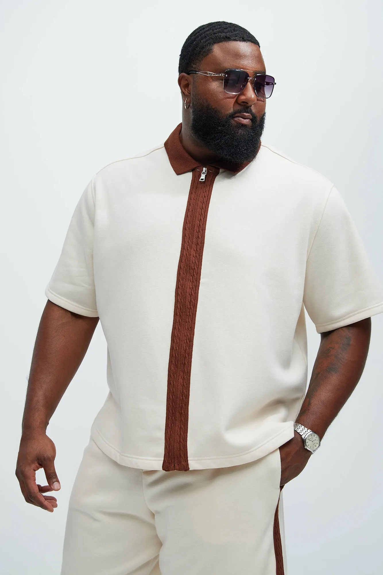 Luka Zipper Shirt - Cream/combo sold by Fashion Nova product image thumbnail 5