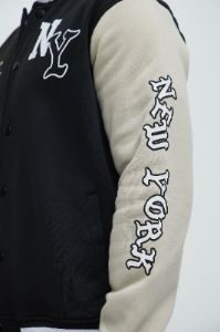 New York Circle Varsity Jacket - Black sold by Fashion Nova