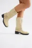 Riley Studded Knee High Boots - Beige sold by Fashion Nova