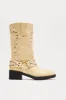 Riley Studded Knee High Boots - Beige sold by Fashion Nova