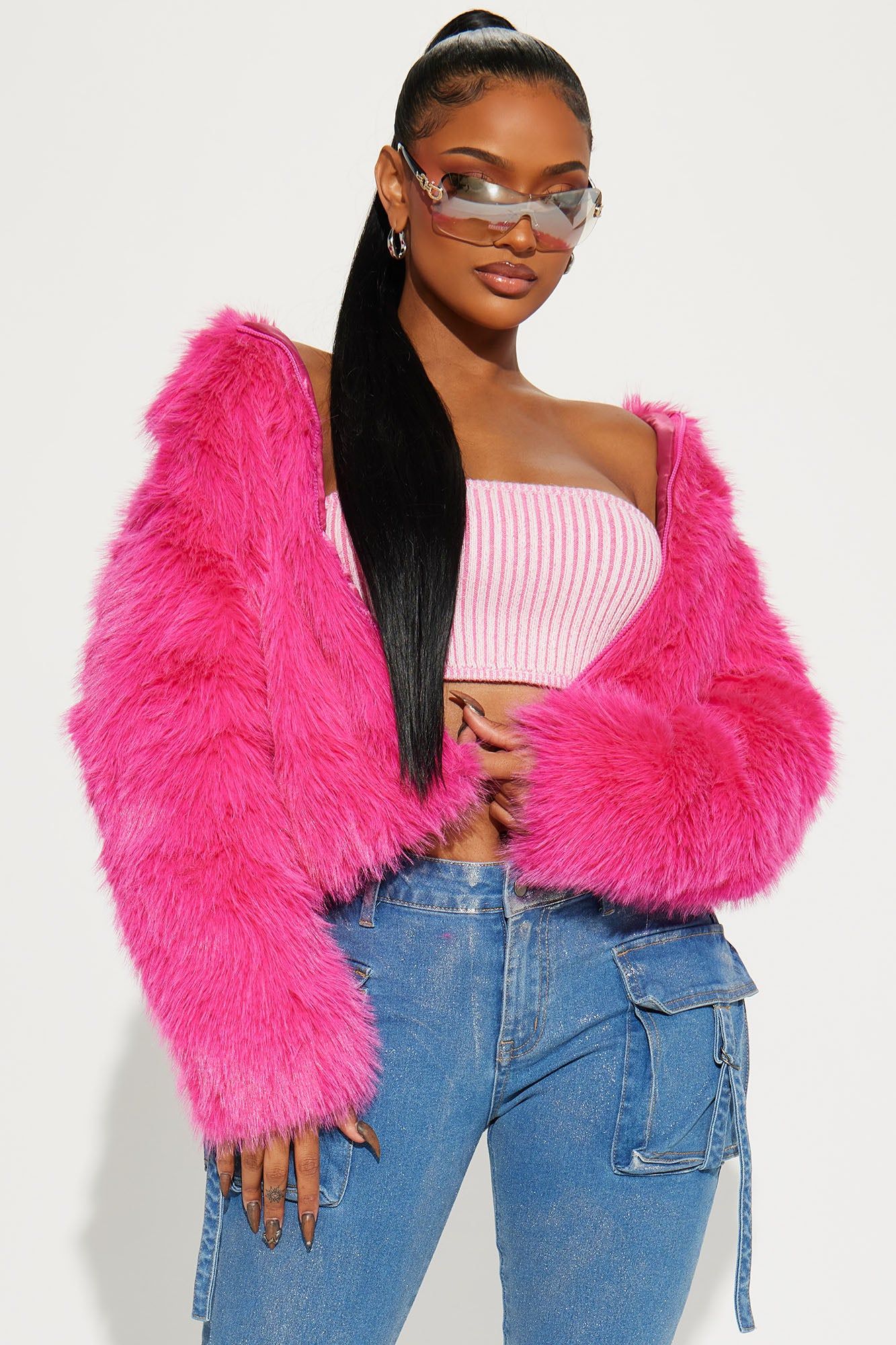 Put It On Faux Fur Coat - Hot Pink sold by Fashion Nova