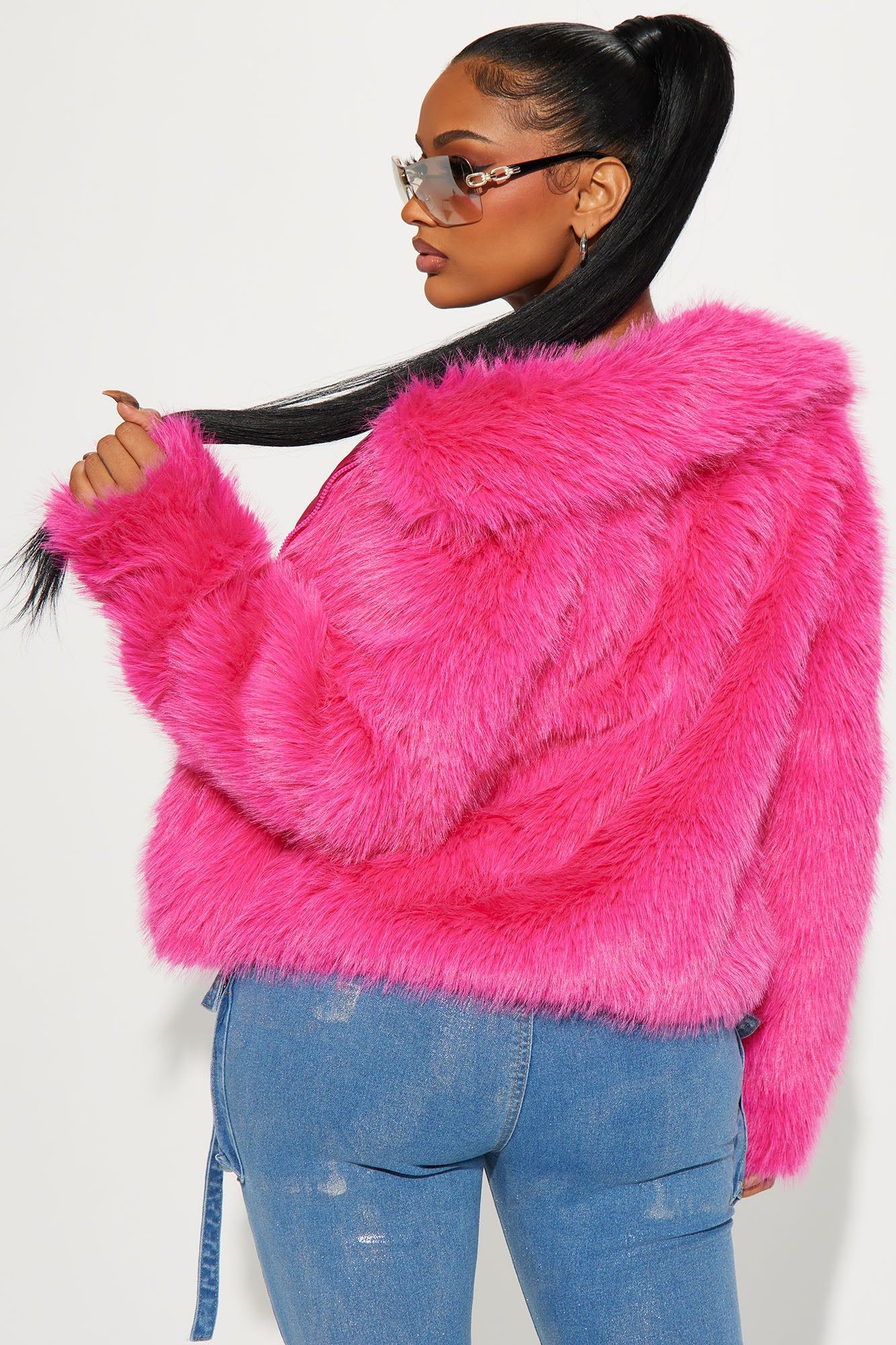 Put It On Faux Fur Coat - Hot Pink sold by Fashion Nova product image thumbnail 3