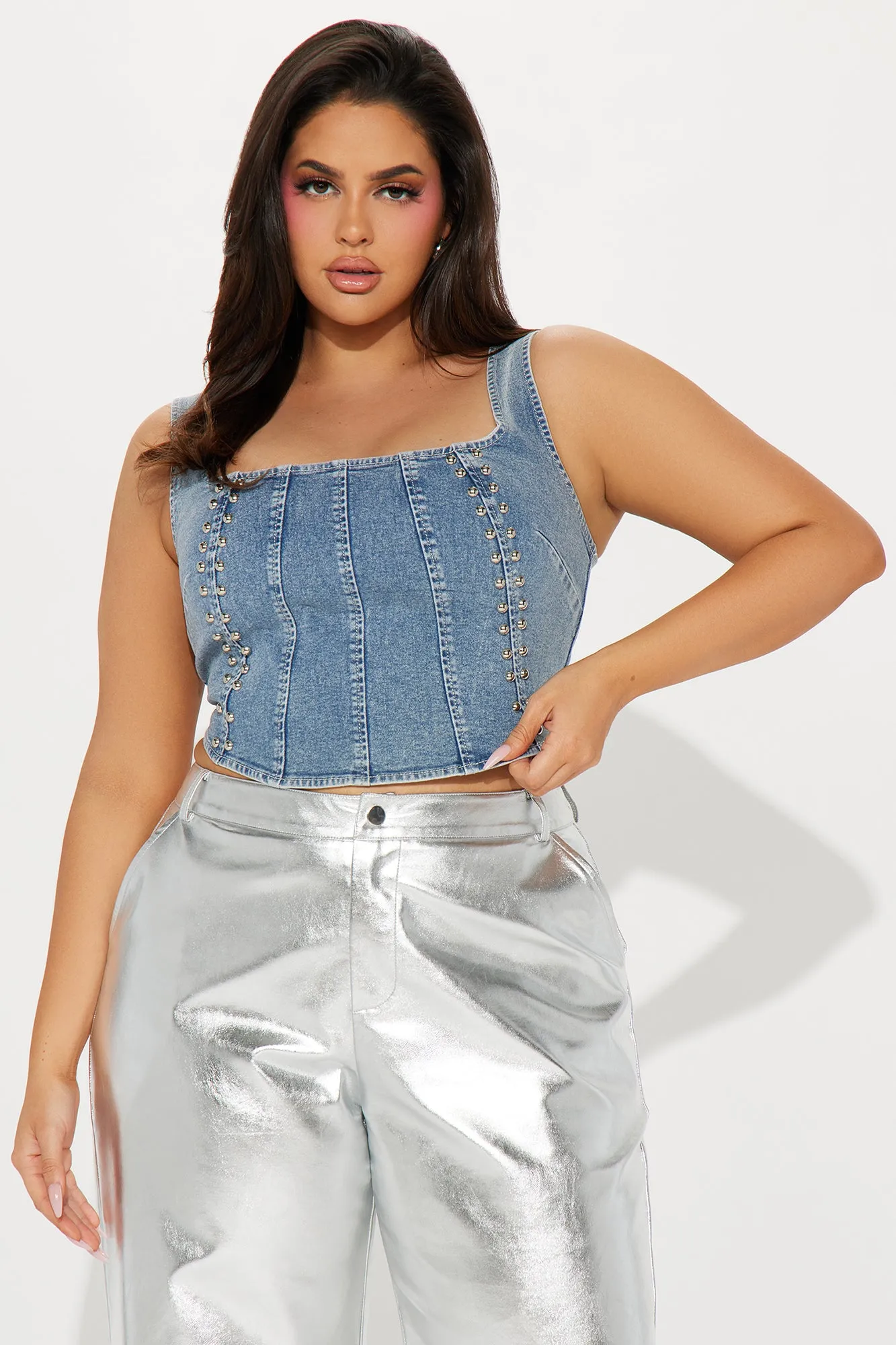 Step It Up Washed Denim Corset Top - Medium Wash sold by Fashion Nova product image thumbnail 5
