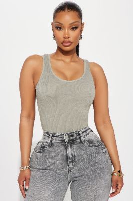 Hard To Handle Ribbed Top - Olive sold by Fashion Nova