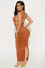 Cassie Fuzzy Backless Midi Dress - Brown sold by Fashion Nova