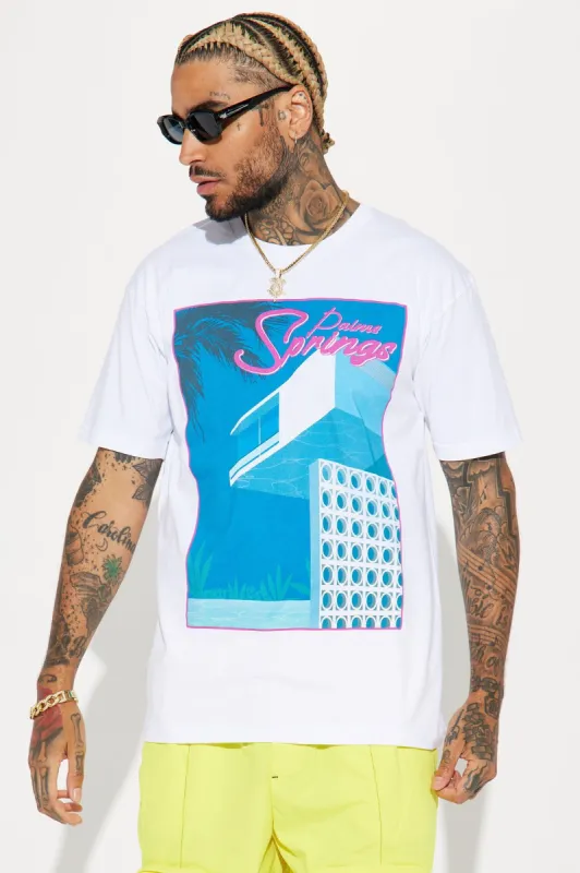 Palm Springs Retro Short Sleeve Tee - White sold by Fashion Nova