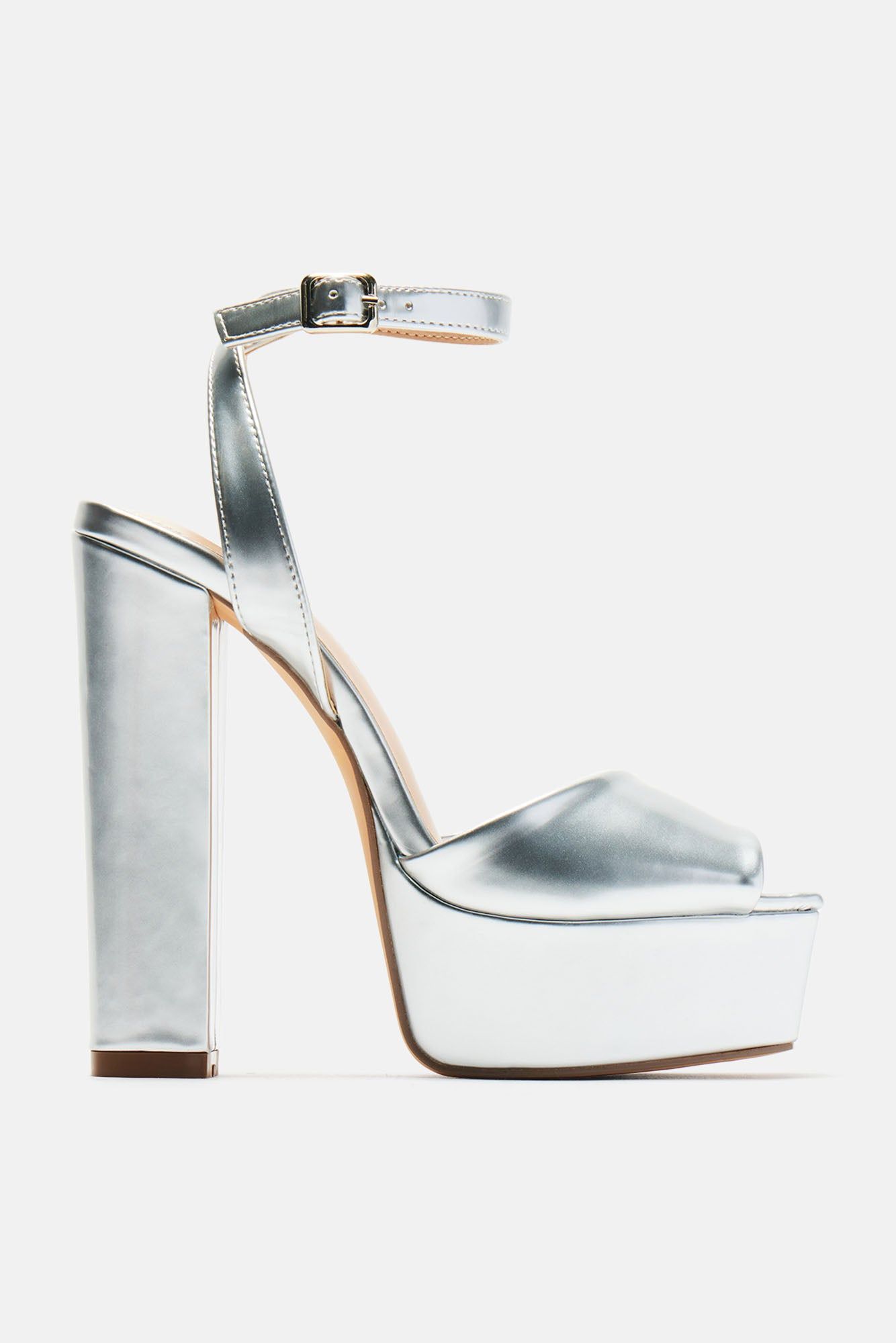 Catalina Platform Block Heels - Silver sold by Fashion Nova product image thumbnail 4