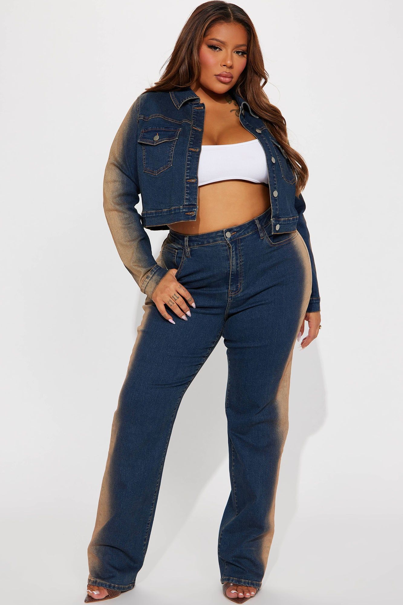 Sand Storm Tinted Crop Denim Jacket - Dark Wash sold by Fashion Nova product image thumbnail 5