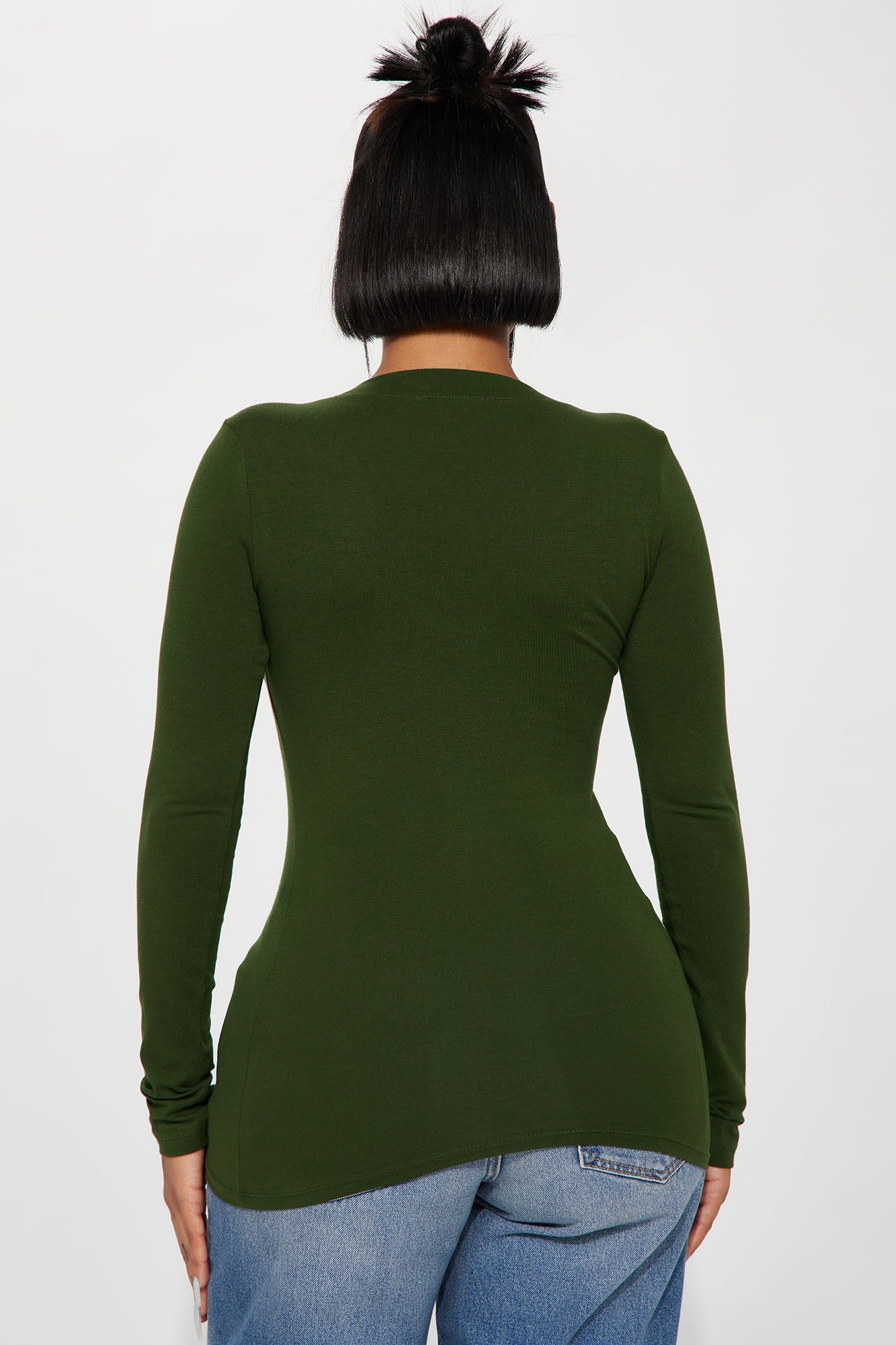 Sami V Neck Top - Forest Green sold by Fashion Nova product image thumbnail 3