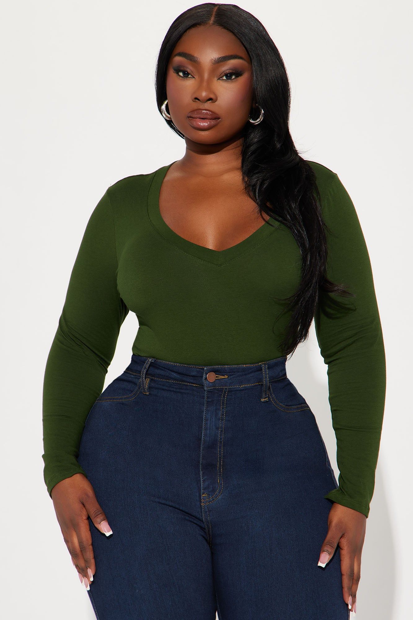 Sami V Neck Top - Forest Green sold by Fashion Nova product image thumbnail 4