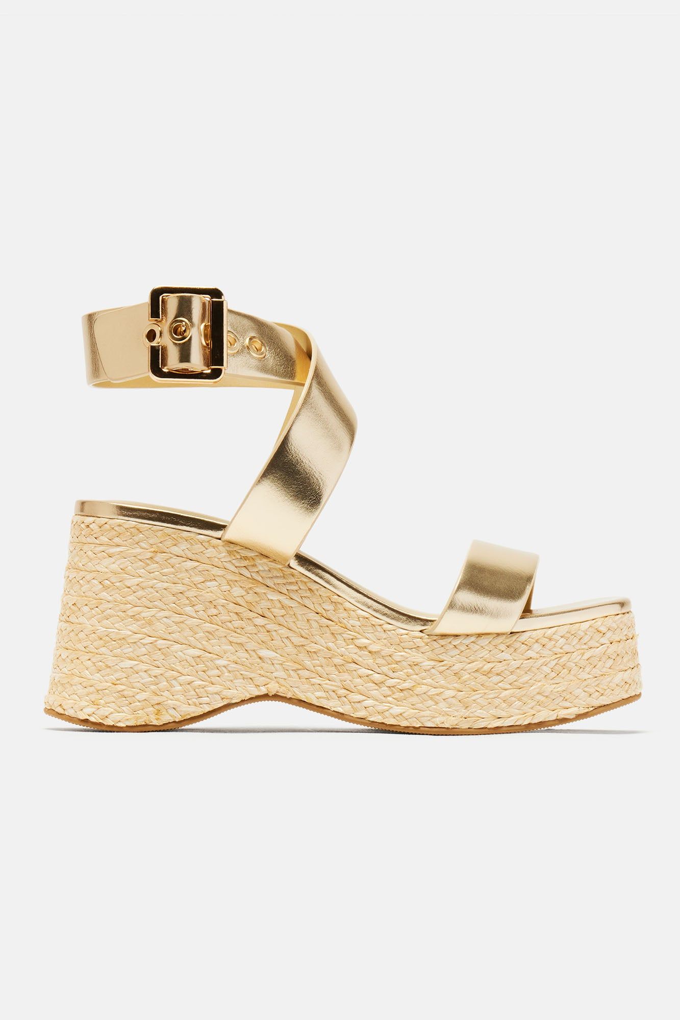 Lainey Platform Wedges - Gold sold by Fashion Nova product image thumbnail 4