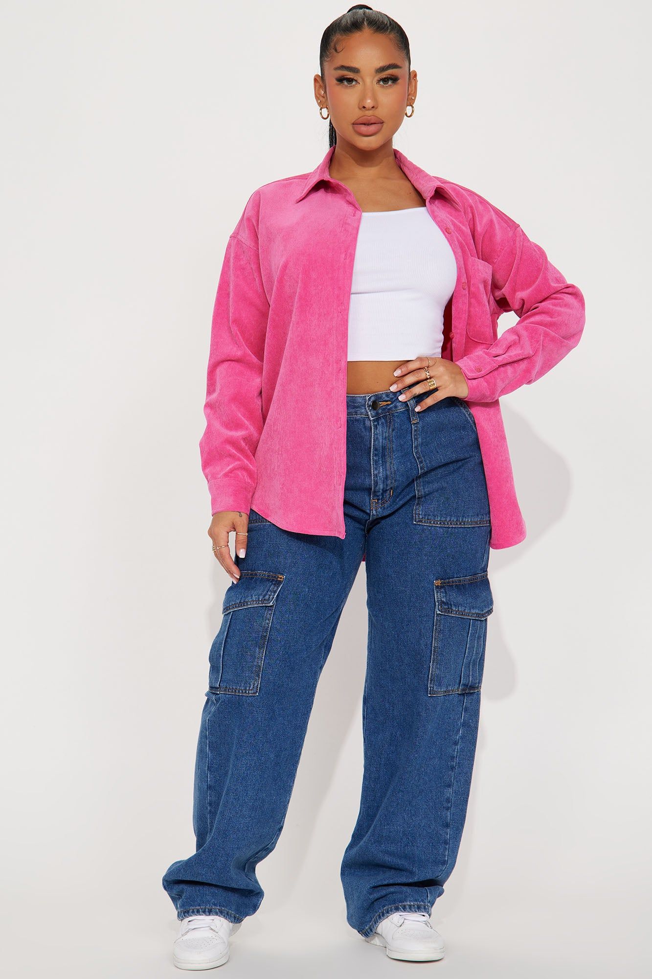Francie Corduroy Shirt - Fuchsia sold by Fashion Nova product image thumbnail 2