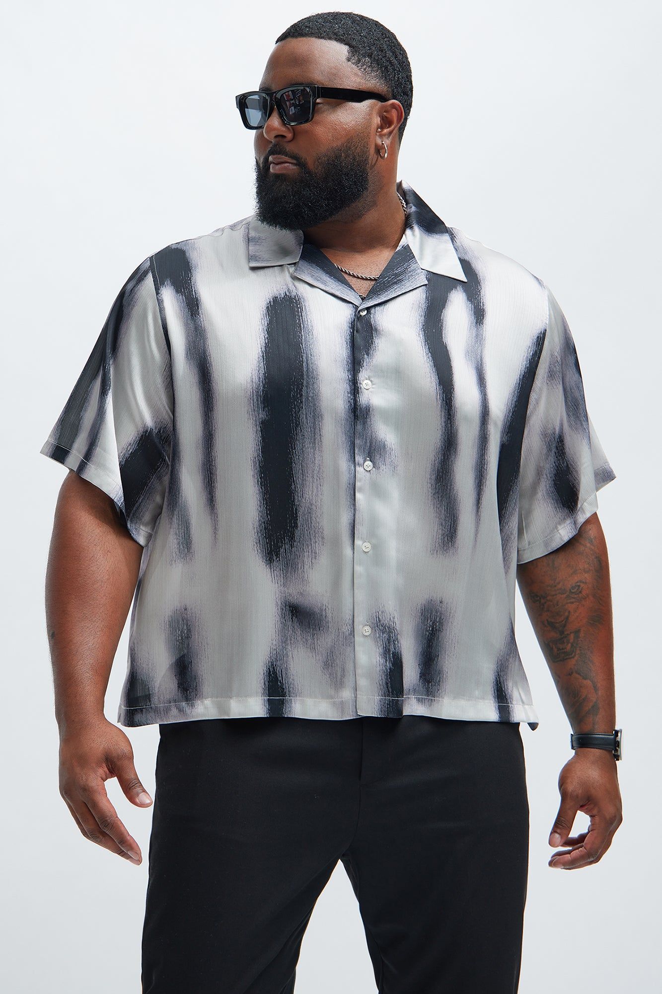 Grunge Painted Boxy Shirt - Cream/combo sold by Fashion Nova product image thumbnail 4