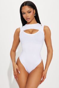 Kendall Cut Out Bodysuit - White sold by Fashion Nova