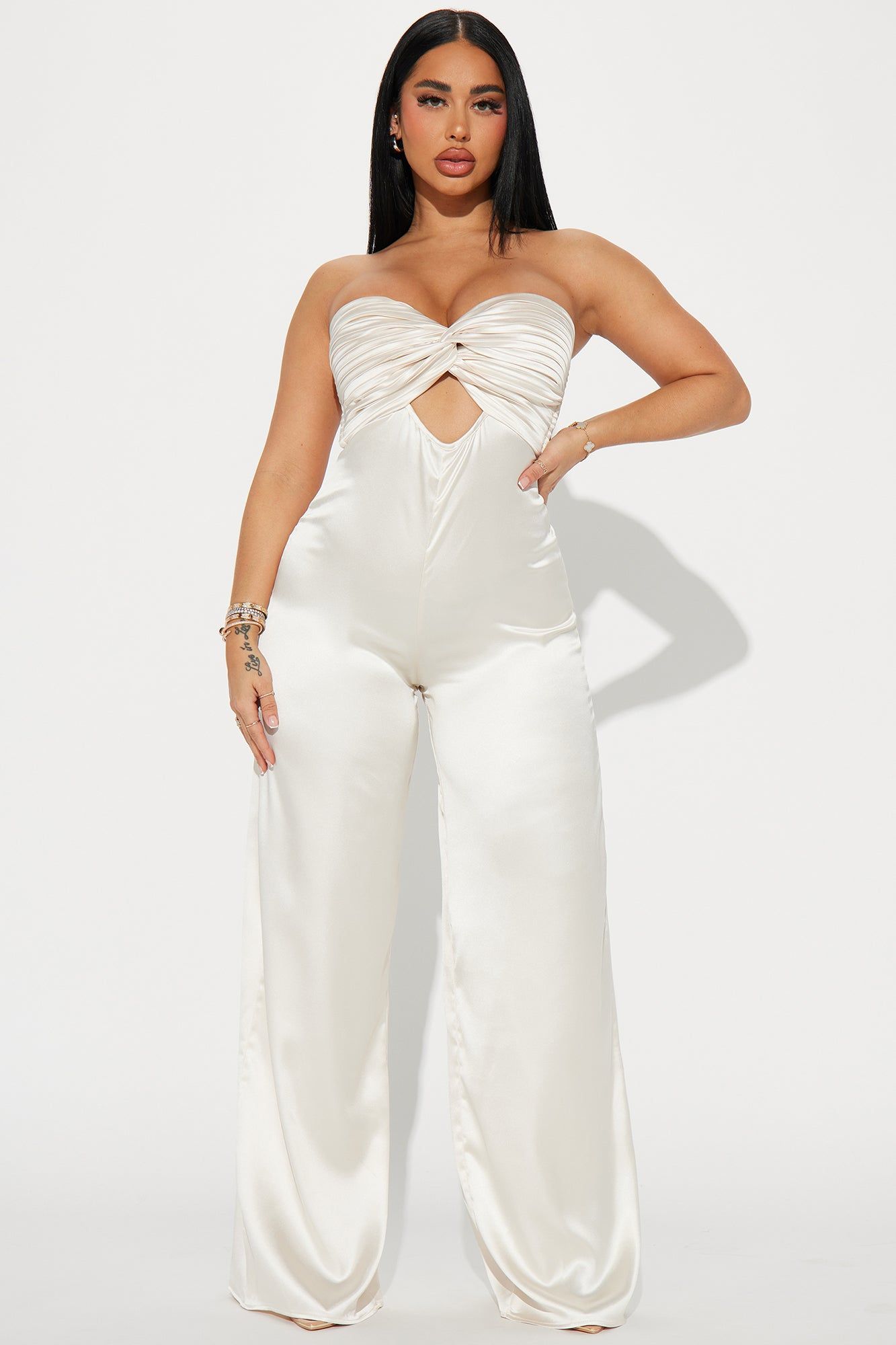 All That Shines Satin Jumpsuit - Off White sold by Fashion Nova