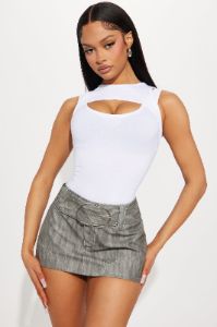 Kendall Cut Out Bodysuit - White sold by Fashion Nova