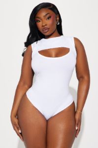 Kendall Cut Out Bodysuit - White sold by Fashion Nova