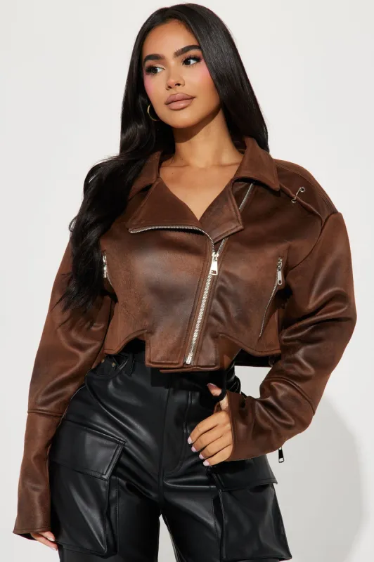 Ride With Me Moto Jacket - Brown sold by Fashion Nova
