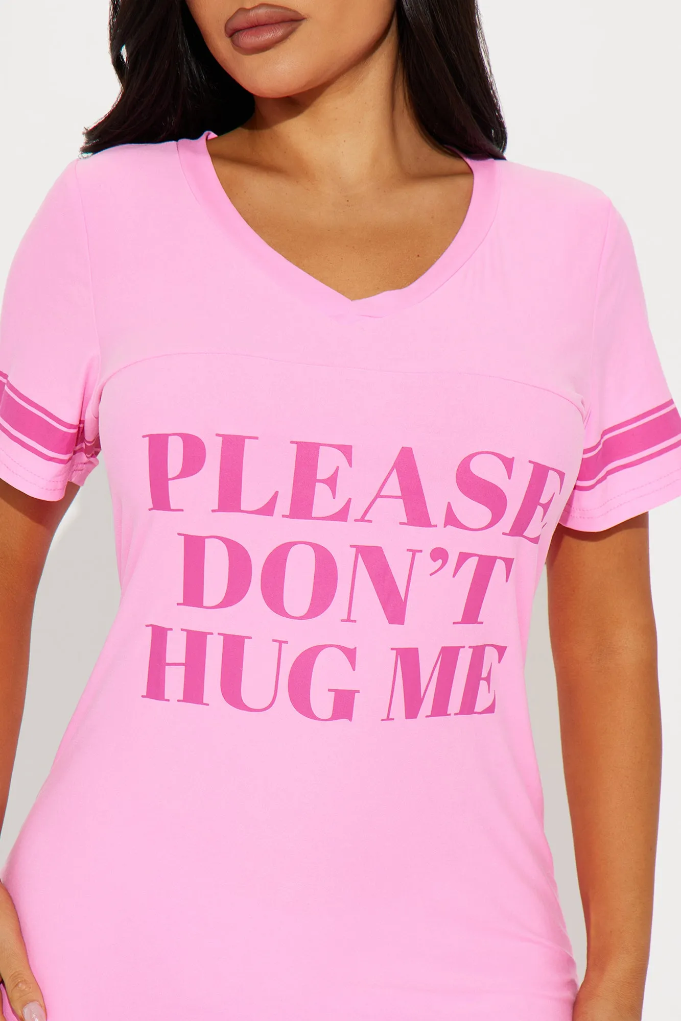 Please Don't Hug Me PJ Sleep Shirt - Pink sold by Fashion Nova product image thumbnail 2