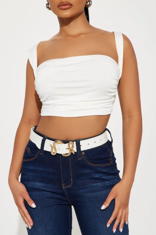 Riptide Rattlesnake Belt - White sold by Fashion Nova