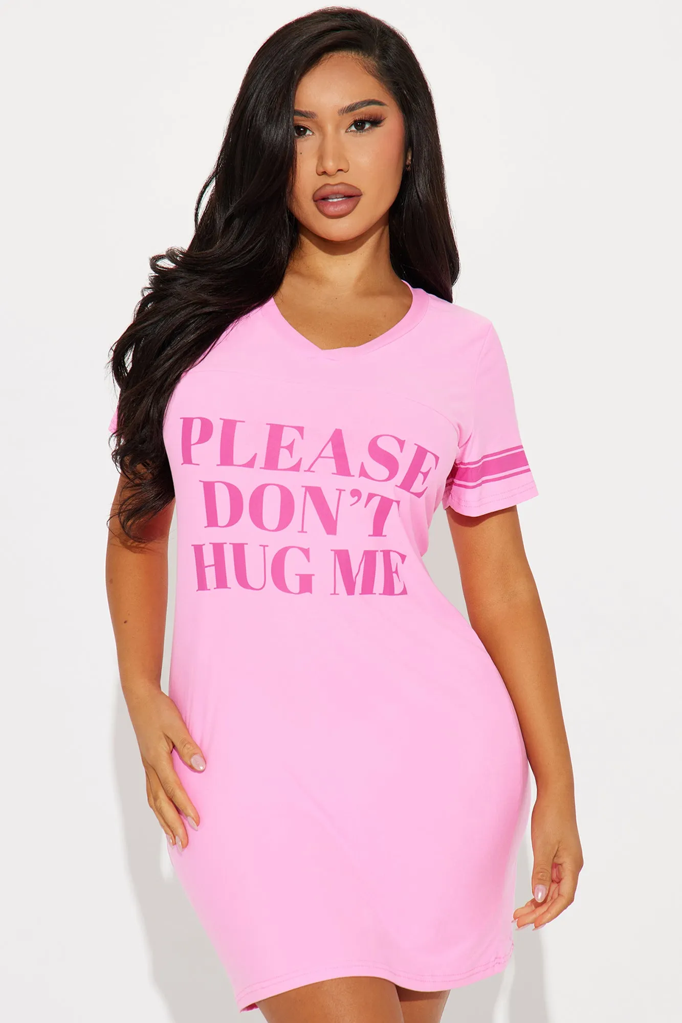 Please Don't Hug Me PJ Sleep Shirt - Pink sold by Fashion Nova