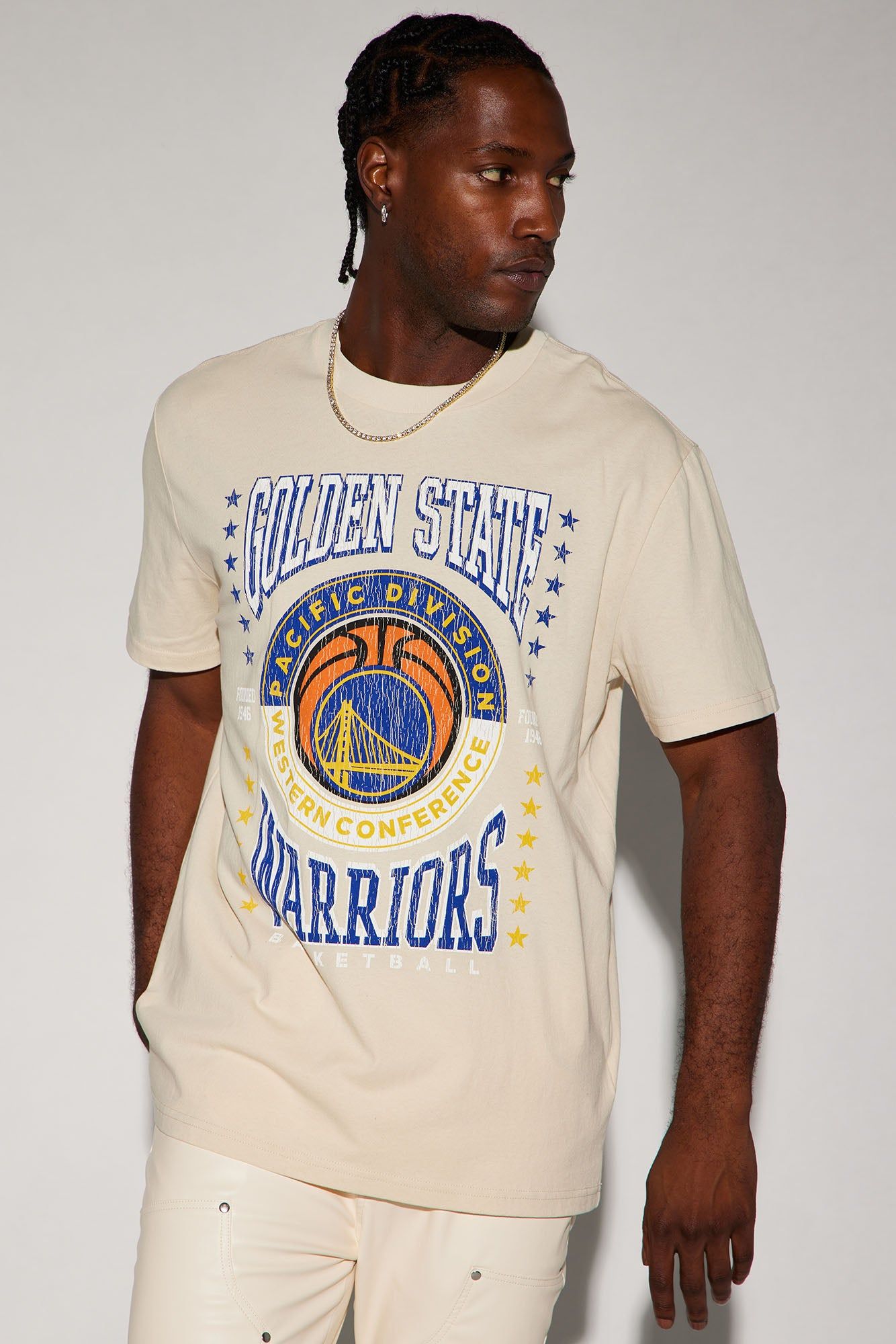 Warriors Crossover Short Sleeve Tee - Cream sold by Fashion Nova
