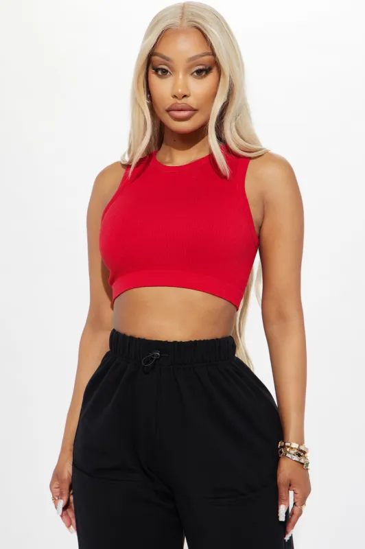 Jackie Seamless Crop Top - Dark Red sold by Fashion Nova