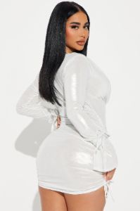 Stella Micro Mini Dress Set - Silver sold by Fashion Nova