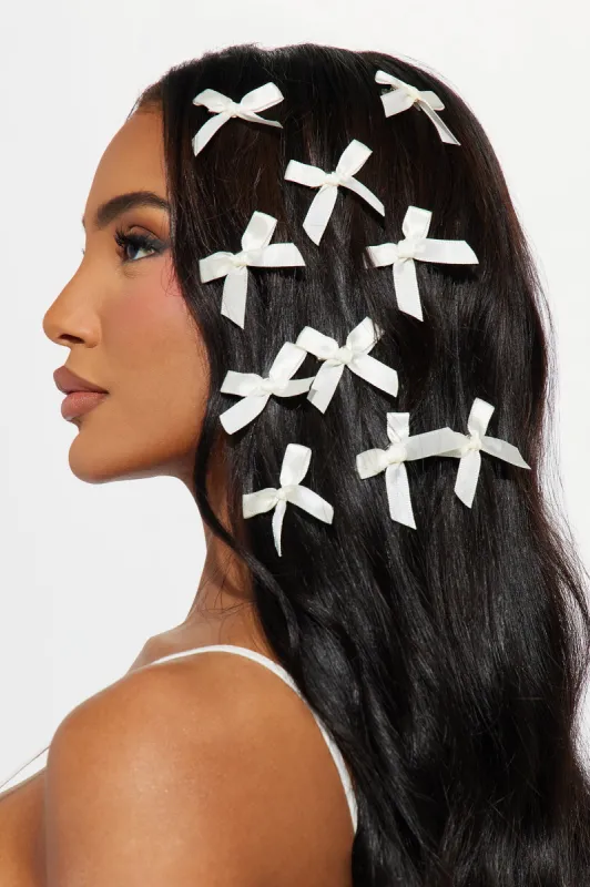 Too Cute To Be Stressed Hair Clip Set - White sold by Fashion Nova