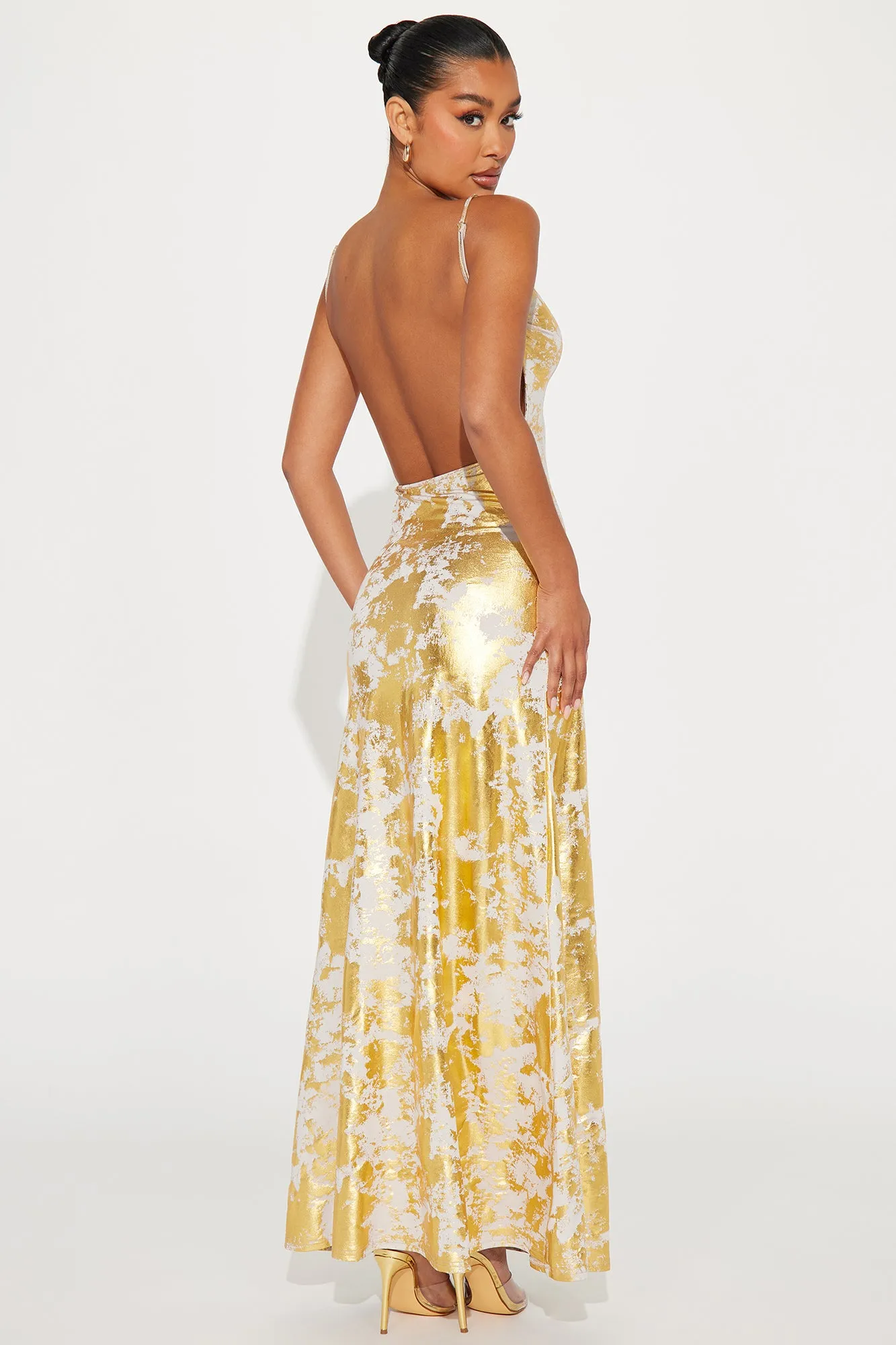 Riley Metallic Maxi Dress - Gold sold by Fashion Nova product image thumbnail 3