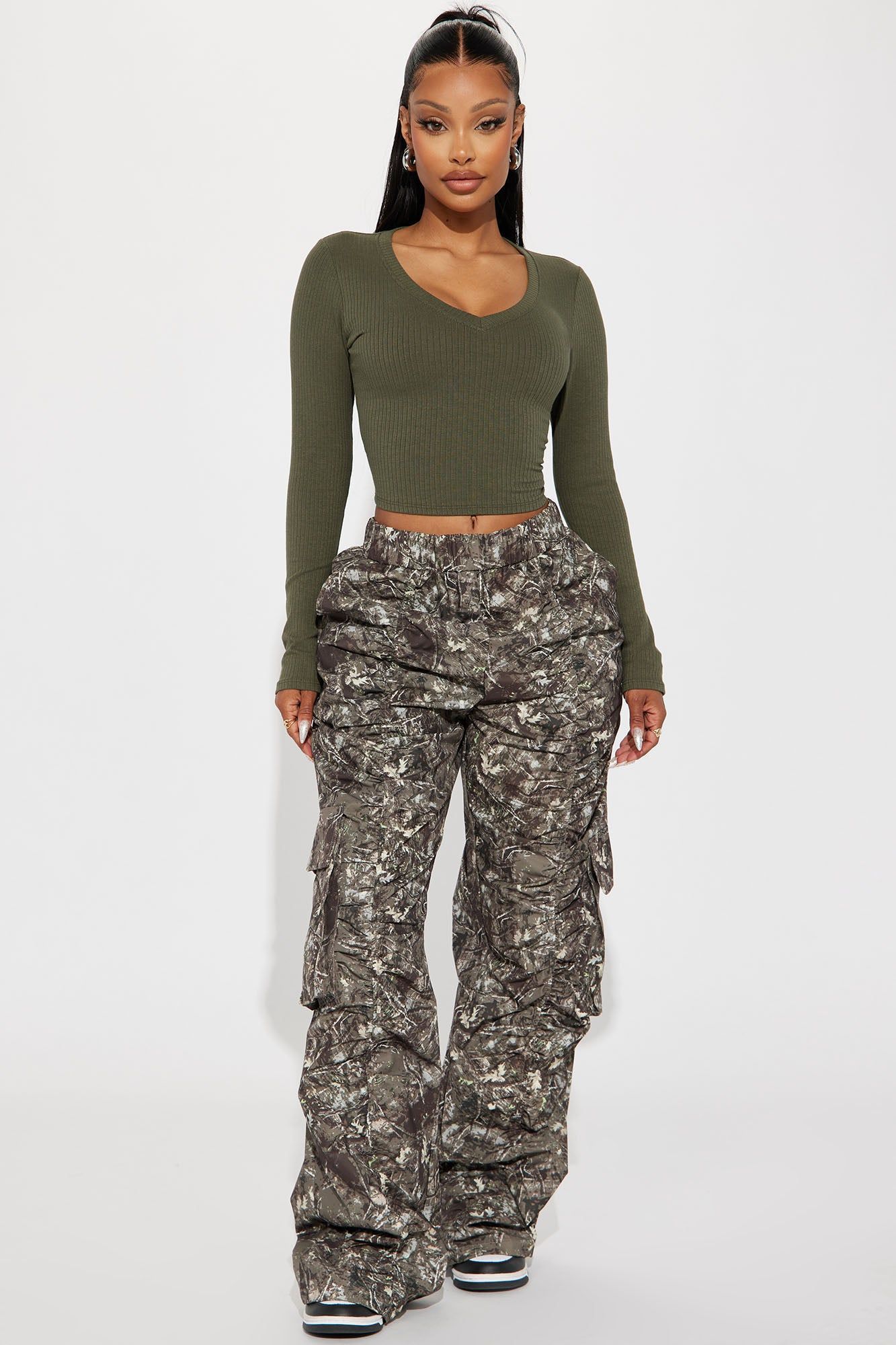Jenni Ribbed Crop Top - Olive sold by Fashion Nova product image thumbnail 2